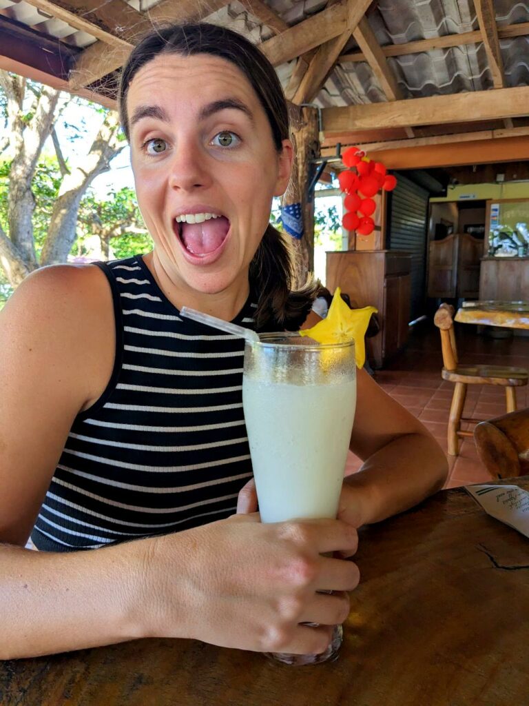 A glass of refreshing Guanaba juice served at a local Costa Rican restaurant