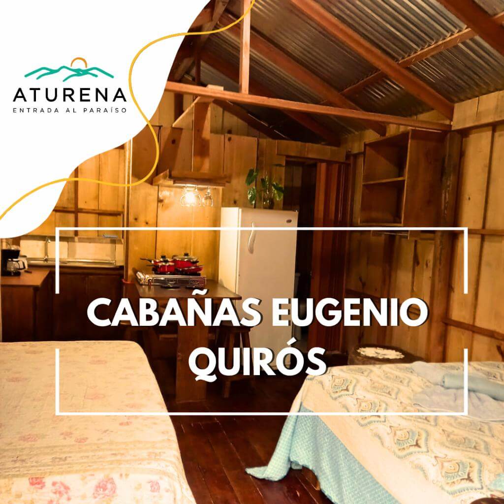 Small, simple, and rustic cabin with two beds and a kitchen counter - Cabañas Eugenio Quirós, near San Gerardo de Dota.
